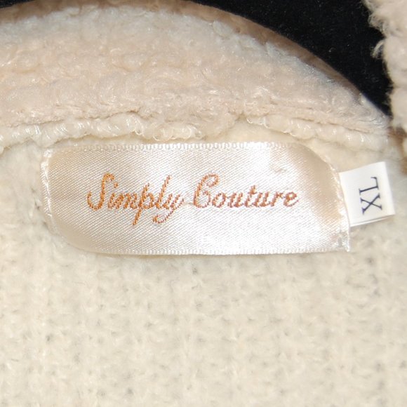 Simply Couture XL Ivory Suede& Sherpa Like Open Jacket W/ Knit Sleeves & Back - Picture 9 of 11
